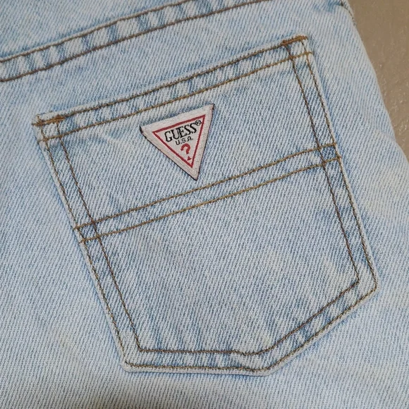 Vintage Girl's Guess Y2K Denim Cuffed Shorts - Picture 3 of 9